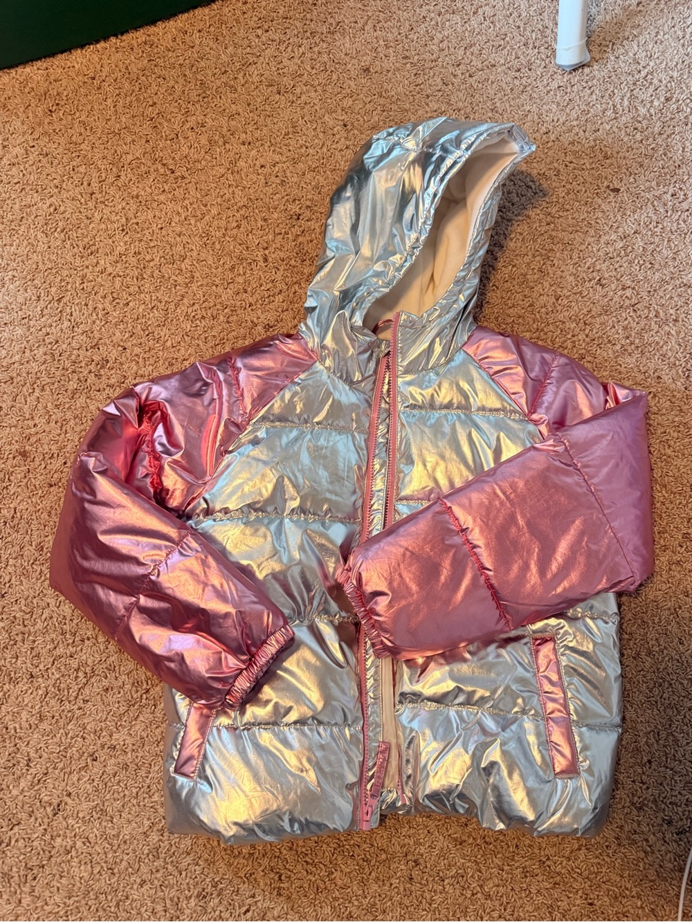 Old Navy Pink and Silver Kids Puffer Jacket